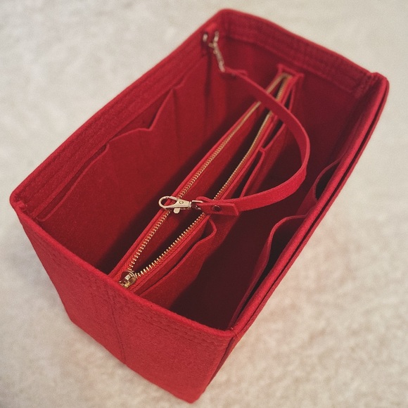 Amazing INSERT BAG ORGANIZER red felt for Neverfull mm gm speedy and other tote - Picture 1 of 3